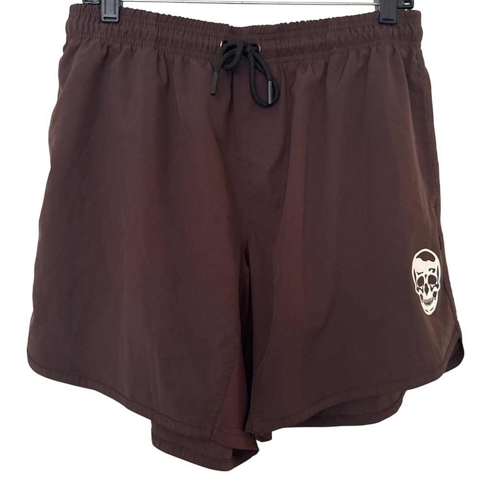 Gymreapers Athletic Training Shorts Mens Large Brown Skull Logo Workout Gym